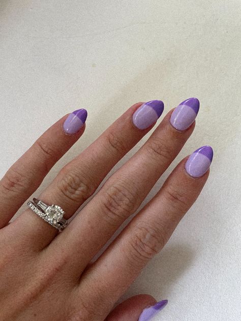 Double Purple French Tip Nails, Light And Dark Purple French Tip Nails, Two Toned Purple Nails, Purple On Purple French Tip Nails, Two Tone Purple Nails, Dark Purple French Tip Nails, Purple French Nails, Purple French Tips, Purple French Manicure