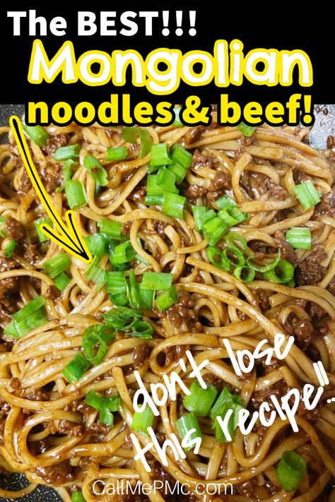 THE BEST GROUND BEEF MONGOLIAN NOODLES Mongolian Noodles, Asian Ground Beef, Asian Ground Beef Recipes, Beef Mongolian, Beef Lo Mein Recipe, Beef Recipes Ground, Recipes For Dinner Noodles, Beef Chow Mein, Dinner Noodles