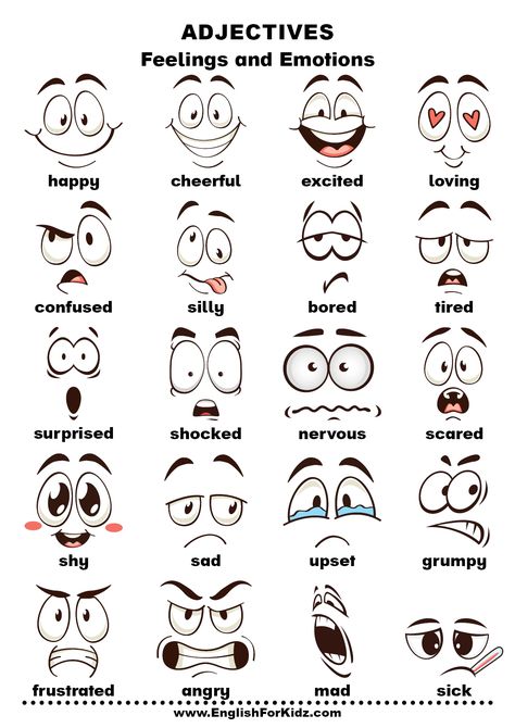 Feelings and emotions adjectives chart for English learners Feelings Adjectives, Feelings Vocabulary English, Describing Feelings And Emotions, Adjectives Chart, Esl Emotions Worksheet, As Adjective As Worksheet, Identifying Adjectives Worksheet, Adjective Worksheet, English Adjectives