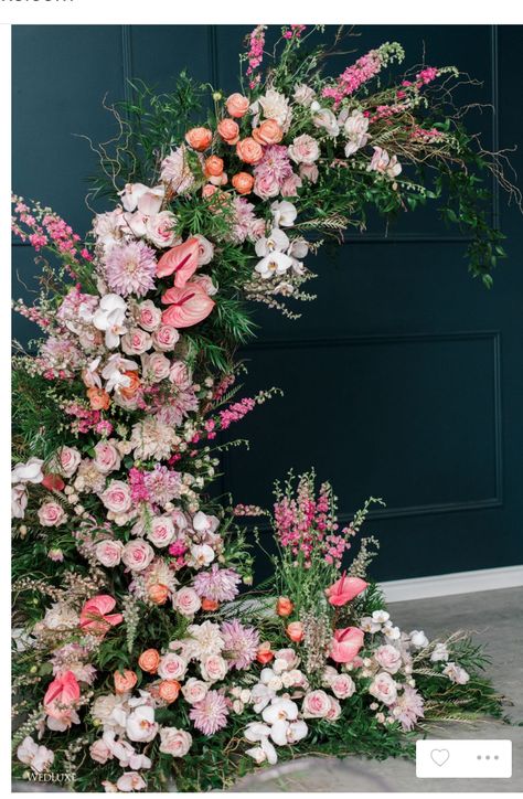 Flower Arch Decoration, Floral Design Styles, Large Floral Installations, Deconstructed Arch Wedding, Pink Floral Arch, Floral Arches, Floral Archway, Event Florals, Floral Arch Wedding