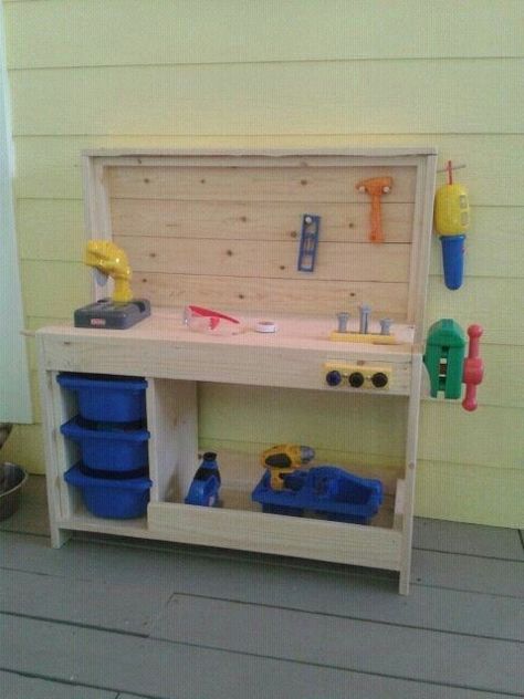 Kids Workbench, Kids Tool Bench, Diy Bank, Tool Bench, Woodworking Storage, Woodworking Projects For Kids, Woodworking Joinery, Woodworking For Kids, Diy Bench