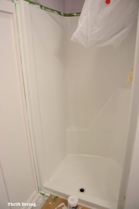 Shower Makeover Diy, Fiberglass Shower Stalls, Tub Refinishing, Shower Makeover, Standing Shower, Shower Inserts, Diy Bathroom Makeover, Walk In Shower Designs, Fiberglass Shower