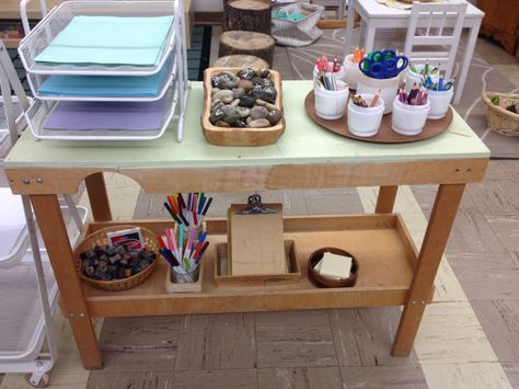 Writing Centre materials. Classroom Designs, Reggio Emilia Classroom, Welcome To Kindergarten, Kindergarten Math Center, Reggio Inspired Classrooms, Reggio Classroom, Infant Classroom, Classroom Layout, Reggio Inspired