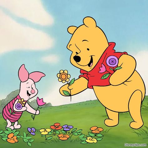 Clip art of Winnie the Pooh and Piglet picking flowers #disney, #winniethepooh, #piglet, #spring Pooh Drawing, Spring Cartoon, Winnie The Pooh Drawing, Pooh Pictures, Piglet Winnie The Pooh, Winnie The Pooh And Piglet, Winnie The Pooh Piglet, Pooh And Piglet, Winnie The Pooh Pictures