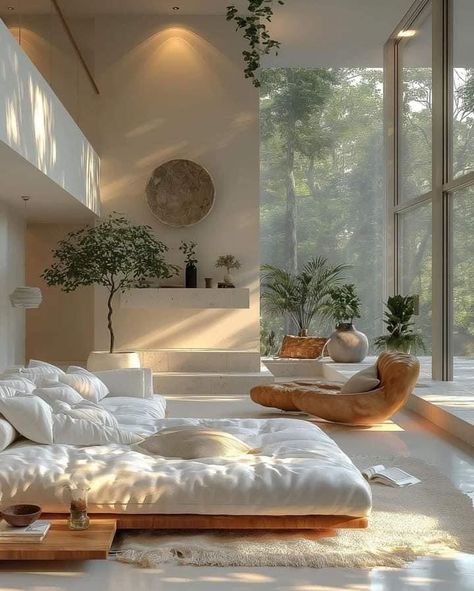 Japandi Living, Dekorasi Kamar Tidur, Dream House Rooms, Dream House Interior, Dream Rooms, Dream House Decor, Minimalist Bedroom, Large Windows, House Inspo