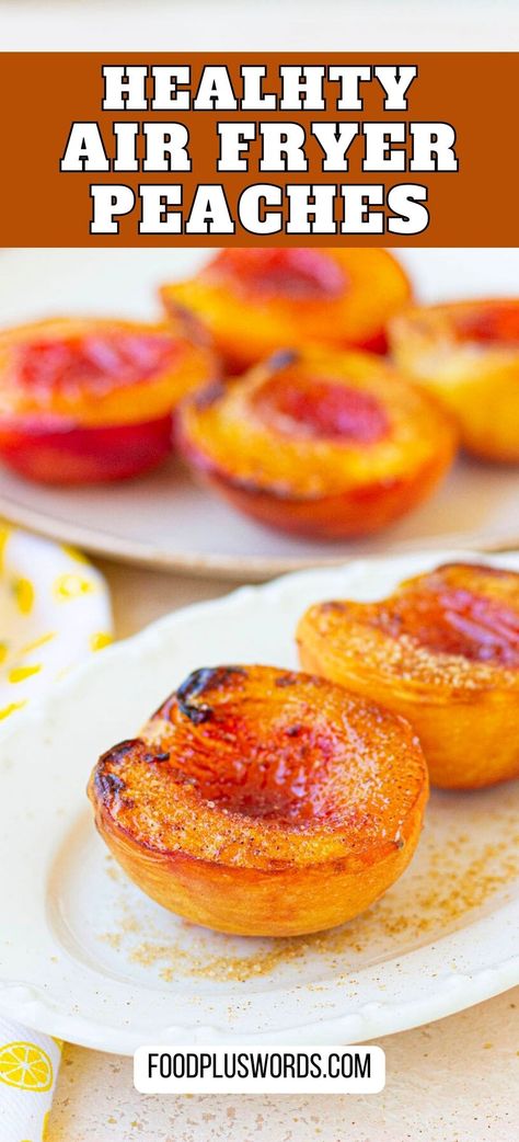 Dive into a collection of Air Fryer Peaches Recipes that celebrate the magic of seasonal fruit. From crisp and cobbler to hand pies and crumbles, these air fryer creations turn peaches into summer dessert masterpieces. Enjoy the deliciousness of homemade desserts made easy and quick. Grilled fruit, grilled peaches, air fryer recipes dessert, healthy snacks Peaches Air Fryer, Recipes Dessert Healthy, Peaches And Ice Cream, Air Fryer Peaches, Quick Peach Cobbler, Peaches Recipes, Healthy Peach Recipes, Peach Healthy, Homemade Fruit Snacks