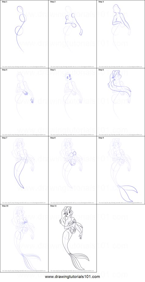 Ariel is the Titular protagonist and the lead character of the series. She is a bright, spirited, mermaid who is also adventurous but sometimes her curiosity and love for adventure gets her into trouble. How To Draw Ariel Step By Step Easy, How To Draw Ariel Step By Step, How To Draw Ariel, Mermaid Drawing Step By Step, How To Draw Disney Characters Step By Step, How To Draw Princess, Elsa Mermaid, Easy Pokemon Drawings, Draw A Mermaid