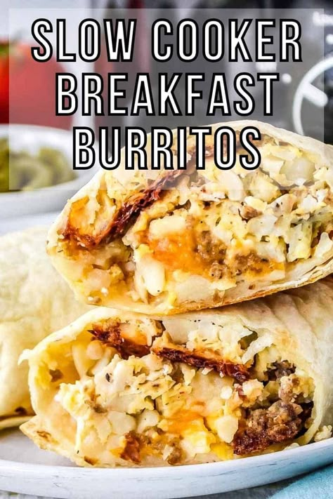 Tent Camping Meals, Breakfast Burritos To Freeze, Burritos To Freeze, Easy Slow Cooker Breakfast, Overnight Crockpot Breakfast, Make Ahead Breakfast Burritos, Easy Breakfast Burritos, Breakfast Burritos Frozen, Breakfast Crockpot Recipes