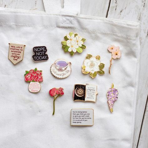 High-quality enamel pins for creatives. Collections include relatable enamel pins, flair for crafters and artists, unique interactive enamel pins and deluxe-locking pin backs. Handmade Sticker, Motivational Gifts, Pin Backs, Sticker Collection, New Pins, Ink Pads, Pin Collection, Lapel Pins, Gift Shop