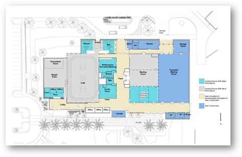 Community Center Room Layouts | Portland, TX - Official Website Recreation Center Floor Plan, Community Center Floor Plan, Rec Center, Building Layout, Room Layouts, Recreation Centers, Multipurpose Room, Spa Design, Community Center