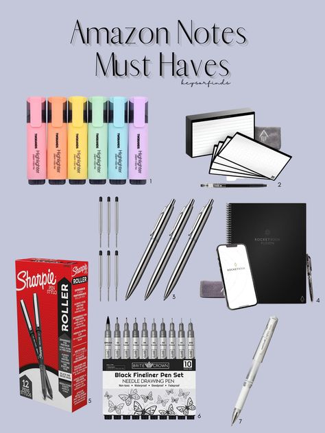 The ULTIMATE Guide to Amazon Notes Must Haves! Are you wanting aesthetic notes or looking for trendy products? Here are some of my favorite Amazon Notes MUST HAVES! #amazon #amazonfinds #amazonmusthaves #amazonshopping #office #notes #aesthetic #writing #markers #school #supplies #tiktok #instagram #pinterest #giftideas #keysorfinds Aesthetic Writing, Office Notes, Notes Aesthetic, Aesthetic Notes, Roller Pen, Best Amazon Buys, Trendy Products, Fineliner Pens, Amazon Buy