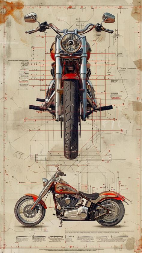 Vintage Bike Poster, Motorbike Illustration, Vintage Motorcycle Art, Motorcycle Harley Davidson, Motorcycle Poster, Steampunk Vehicle, Biker Design, Motorbike Art, Vintage Motorcycle Posters