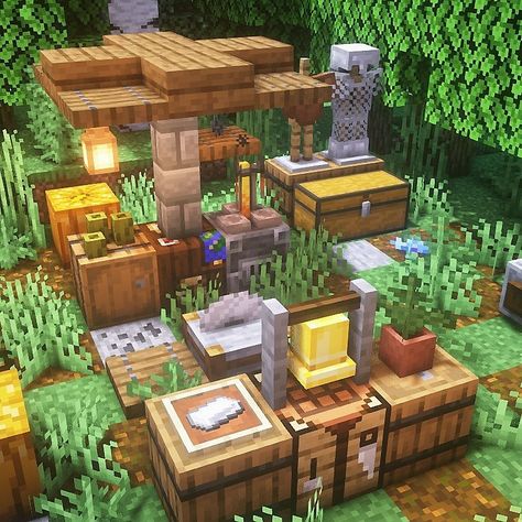 Minecraft Work Station Ideas, Minecraft Mining, Minecraft Outdoor, Minecraft Garden, Rumah Minecraft Sederhana, Minecraft Aesthetic, The Outpost, Minecraft Things, Minecraft Structures