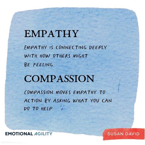 Susan David on Instagram: “Empathy is connecting deeply with how others might be feeling. Compassion moves empathy to action by asking what you can do to help. If…” Compassion Quotes Empathy, Emotional Agility, Empathy Quotes, Compassion Quotes, Growth Quotes, What You Can Do, Empath, Emotional Health, Self Development