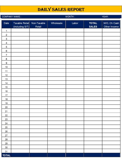 Daily Sales Report Template – Free Report Templates Daily Sales Report Template, Sales Poster, Stock Report, Report Format, Sales Report Template, Sales Report, Invoice Format, Attendance Sheet, Daily Schedule Template