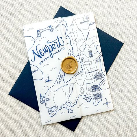 Newport Wedding Map Vellum Jackets | Set of 10 | Blue & Green Color Options Invitation Jacket, Wedding Invitation Vellum, Invitation Vellum, Vellum Jacket, Newport Ri Wedding, Map Wedding Invitation, Vellum Wrap, Map Wedding, Newport Wedding