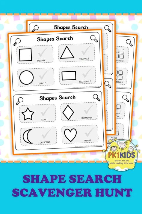 Take your little one on a fun scavenger hunt to look for shapes all around them with this free printable. Here's a free Shapes Search scavenger hunt printable for your preschooler. Shapes Scavenger Hunt, Scavenger Hunt Preschool, Shape Scavenger Hunt, Shape Hunt, Scavenger Hunt Printable, Printable Shapes, Dimensional Shapes, Shapes Preschool, Learning Shapes