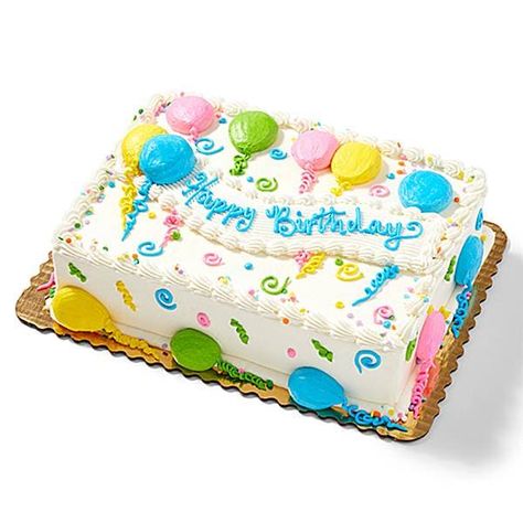 All dressed up with somewhere fun to go, this cake features luscious icing "balloons" and a banner just right for the perfect sentiment.Our talented and experienced cake decorators can create a... Cakes With Balloons, Publix Birthday Cake, Publix Birthday Cakes, Grocery Store Cake, Publix Cakes, Publix Bakery, Half Sheet Cake, Sheet Cakes, Deli Meat