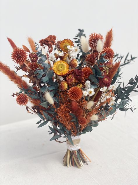 Boho Burnt Orange Dried Flower Bouquet, Burnt Orange Wedding Flowers, Rust Orange Floral Bridal Bouquet, Rustic Dried Flower Wedding Bouquet - Etsy Australia Dried And Live Flower Bouquet, Autumn Dried Flower Bouquet, Burnt Orange And Olive Green Wedding, Dusty Rust Wedding, Burnt Orange Wedding Flowers, Burnt Orange Wedding Bouquet, Rust Orange Wedding, Bridal Bouquet Rustic, Dried Flower Wedding Bouquet