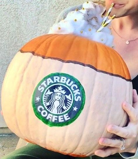 Pumpkin Decorating Ideas, Pumpkin Painting Ideas, Starbucks Pumpkin, Pumpkin Painting, Painted Pumpkins, Halloween Night, Pumpkin Decorating, Hello Autumn, Fall Foliage