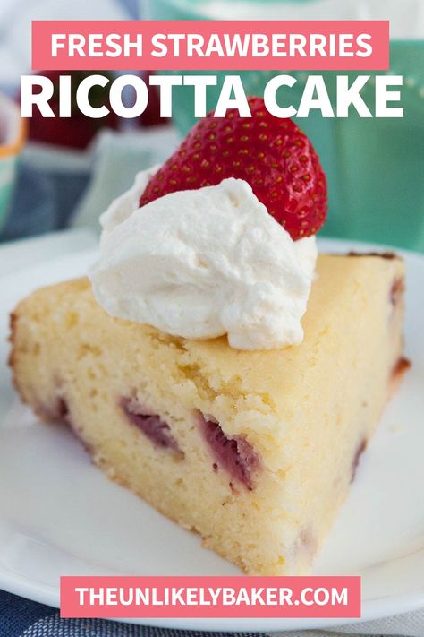 Strawberry Ricotta Cake, Ricotta Strawberry, Cheesecake Japanese, Raspberry Cakes, Strawberry Ricotta, Blueberry Bread Pudding, Berry Cakes, Cheesecake Lemon, Cheesecake Baked