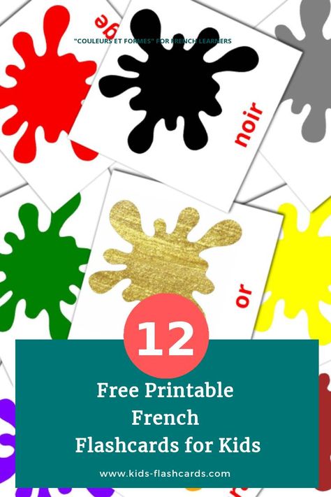 12 Free Colors and shapes Flashcards in French (PDF files) French Flashcards Printable Free, Kindergarten Flash Cards, French Printable, French Greetings, French Numbers, Shapes Flashcards, French Flashcards, Color Flashcards, Animal Flashcards