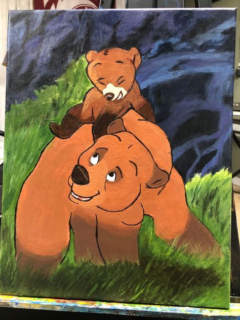 This is my brother bear painting i did :) Brother Painting Ideas, Brother Bear Art, Dont Feed The Bears, Bear Painting, Disney Paintings, Bear Paintings, Brother Bear, Bear Art, Art Line