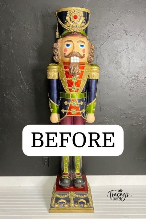 Repaint Nutcracker, Harlequin Nutcracker, How To Repaint A Nutcracker, Mackenzie Childs Nutcracker Diy, Pirate Nutcracker, Repainting Nutcrackers, Repainting A Nutcracker, Diy Christmas Nutcracker Decorations, Black Nutcracker Christmas