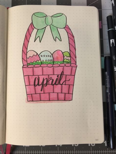 35 Best April Bullet Journal Monthly Cover Page Ideas - Bliss Degree Bulett Journal Ideas April, April Title Page, Easter Bujo Theme, April Journal Page, Easter Journaling Ideas, Bullet Journal Avril, April Journal Cover, Easter Bujo, April Drawings