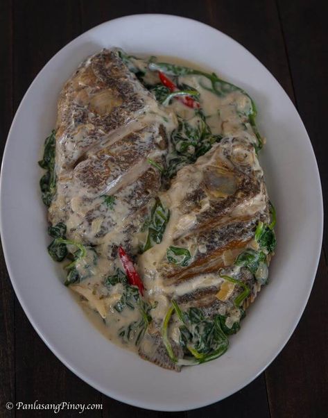 Ginataang Tilapia Recipe Asian Tilapia Recipes, Asian Tilapia, Ginataang Tilapia, Tilapia Baked, Fried Tilapia, Tilapia Recipe, Filipino Recipe, Baked Tilapia, Philippines Food