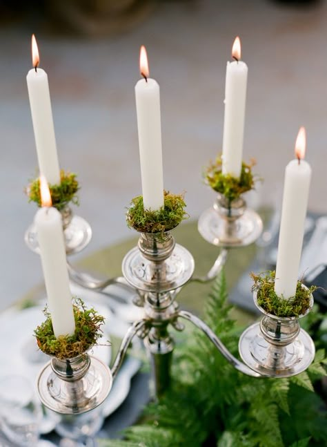 Silver Candelabra, Wedding Floral Centerpieces, Wedding Inspiration Fall, Wedding Flower Arrangements, Woodland Wedding, Wedding Table Centerpieces, Forest Wedding, Taper Candles, Flower Centerpieces