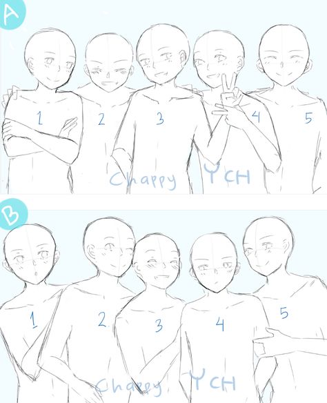 (CLOSED) YCH - Friendship - AUCTION by ChappyVII on DeviantArt Friend Group Poses Drawing Reference 5 People, Drawing Poses Group Of 5, Group Drawing Poses Five, Drawing Poses Group Of 4, Group Pose Reference Drawing, Poses For 3 Friends, Your Character Here, 5 Friends, Group Poses