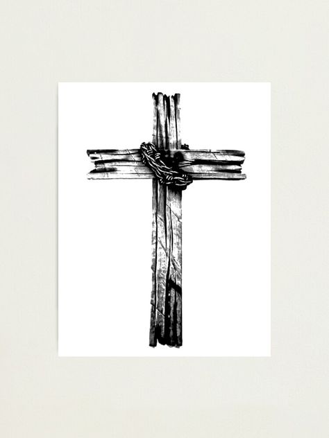 "The Old Rugged Cross" Photographic Print by digitaleclectic | Redbubble Old Rugged Cross Tattoo, Wooden Cross Tattoos, Pj Ideas, The Old Rugged Cross, Cross Silhouette, Rugged Cross, Cross Tattoos, Cross Tattoo Designs, Old Rugged Cross