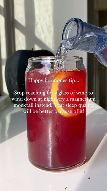 Magnesium Mocktails, Wine At Night, Happy Hormones, A Glass Of Wine, Mocktail Recipe, Glass Of Wine, Night Cap, Deep Sleep, Mocktails