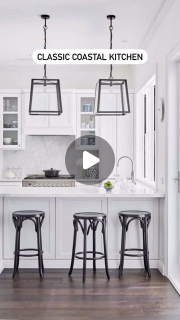 Kylie Redden STYLIST Classic · Coastal · Hamptons · Luxe on Instagram: "STEP BY STEP 🤍 This is how I created our coastal kitchen!   The kitchen is the heart of the home and our renovation required a lot of thought and planning. 🤍 My favourite feature of our classic white and marble kitchen would probably be the double butler’s sink that looks out over our garden, pool & deck. I spend a lot of time there so it was definitely worth the splurge!   What is your must-have kitchen feature? Tell me below ⬇️   Any questions? Just ask in the comments!   Enjoy the rest of your weekend! x   { DON’T FORGET TO LIKE & FOLLOW FOR MORE AUTHENTIC COASTAL INTERIORS & STYLING! ✅} . . . . . Coastal Home | Coastal Living | Coastal Interiors | Coastal Chic | Coastal Hamptons Style | Australian Homes | Sydney Coastal Hamptons Style Kitchen, White And Marble Kitchen, High End Kitchen Design, Coastal Hamptons Style, Kitchen Feature, Hamptons Kitchen, Timeless Interior Design, Coastal Hamptons, Classic Coastal