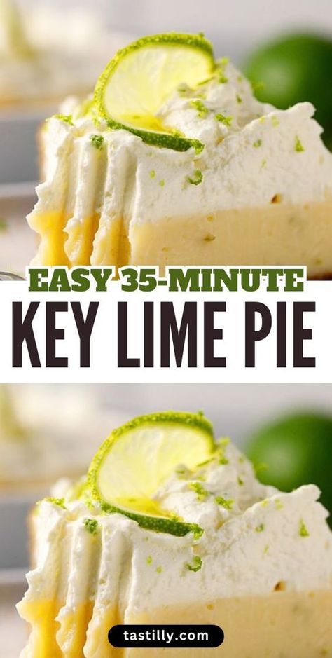 Key Lime Pie is a quick and easy crowd-pleasing dessert with only 15 minutes of prep time. Made with a graham cracker crust, tangy lime juice, sweet condensed milk, rich egg yolks, and topped with whipped heavy cream, it’s a guaranteed success! Homemade Key Lime Pie Recipe, Classic Key Lime Pie Recipe, Easy Lemon Icebox Pie, Graham Cracker Crust Pie Recipes, Easy Key Lime Pie Recipe, Gluten Free Key Lime Pie, Key Lime Pie Recipe No Bake, Easy Lemon Pie, Frozen Key Lime Pie