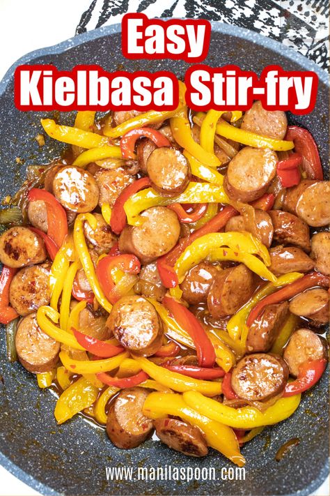 Turkey Kielbasa Recipes, Easy Kielbasa Recipes, Sausage Stir Fry, Sweet And Spicy Shrimp, Sausage Recipes For Dinner, Kielbasa Recipes, Kielbasa Sausage, Recipe Sweet, Kielbasa