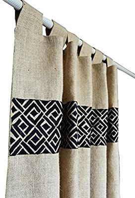 Burlap Curtains Diy, Grey Walls White Trim, Burlap Drapes, Farmhouse Kitchen Curtains, Kitchen Window Curtains, Grey Headboard, Window Treatments Bedroom, Tab Curtains, No Sew Curtains