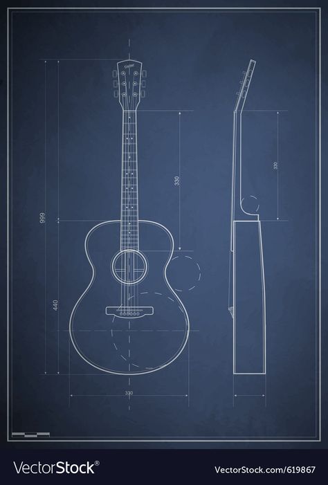 Guitar Blueprint, Guitar Reference, 3d Blueprint, Acoustic Guitar Art, Guitar Images, Guitar Illustration, Blueprint Drawing, Guitar Vector, Guitar Drawing