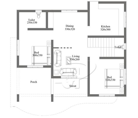 This simple 2 bedroom floor plan with roof deck is having a total floor area of 75 square meters of the main floor not including the roof deck area. 1200sq Ft House Plans, Bungalow House Floor Plans, Modern Bungalow House Plans, 2 Bedroom Floor Plans, Single Storey House Plans, Single Floor House Design, Bedroom Floor Plan, Single Storey House, Simple Floor Plans