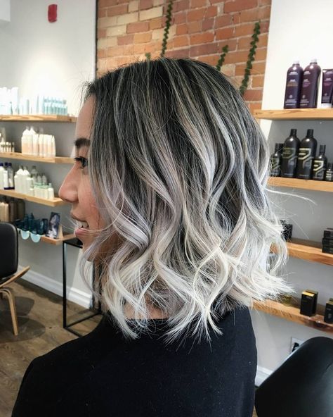 Icy Blonde Balayage Asian Hair, Ash Blonde With Silver Highlights, Dark Roots Ash Blonde Hair Balayage Short, Hair White Highlights, Silver Babylights, Dark Roots Ash Blonde Hair Balayage, Icy Blonde Hair Highlights, Blonde Balayage Mid Length, Blonde Lobs