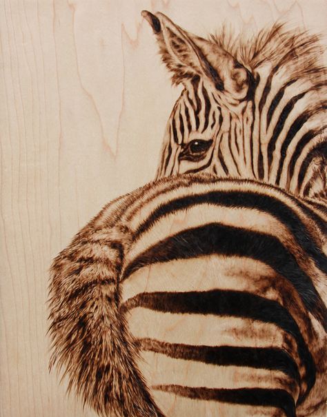 pyrography Zebra Illustration, Pyrography Patterns, Zebra Art, Woodburning Projects, Pyrography Art, Wood Burning Crafts, Wood Burning Patterns, Wood Burning Art, Into The Woods