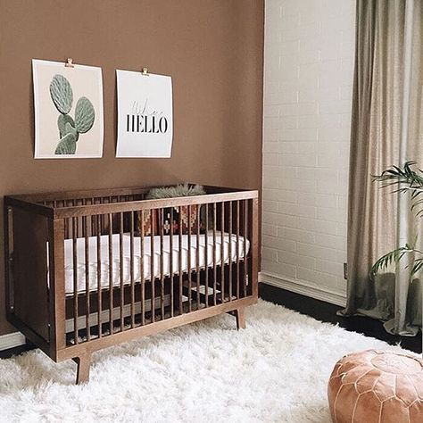 Loving this great southwestern inspired nursery. The simple details make such a great impact! thanks @katiemonkhousecreative Brown Crib, Nursery Ideas Boy, Fun Nursery, Adjustable Mattress, Nursery Baby Room, Colors Palette, Cot Bedding, Baby's Room