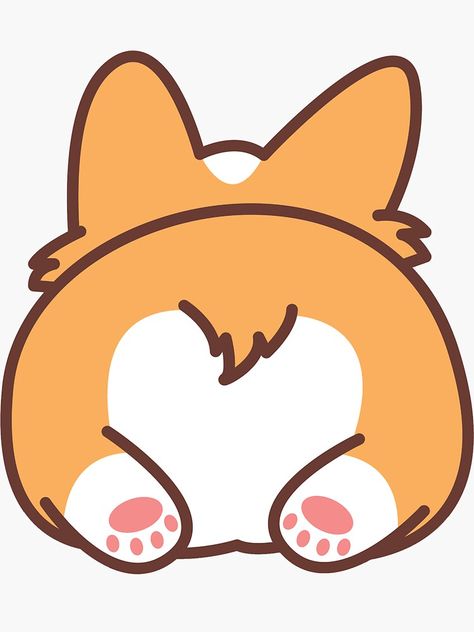 "Corgi Butt" Sticker for Sale by LY DESIGN | Redbubble Corgi Butts Cartoon, Corgi Art Cute, Easy Corgi Drawings, How To Draw Corgi, Corgi Butts Drawing, Cute Corgi Drawing, Corgi Embroidery, Corgi Doodle, Corgi Painting