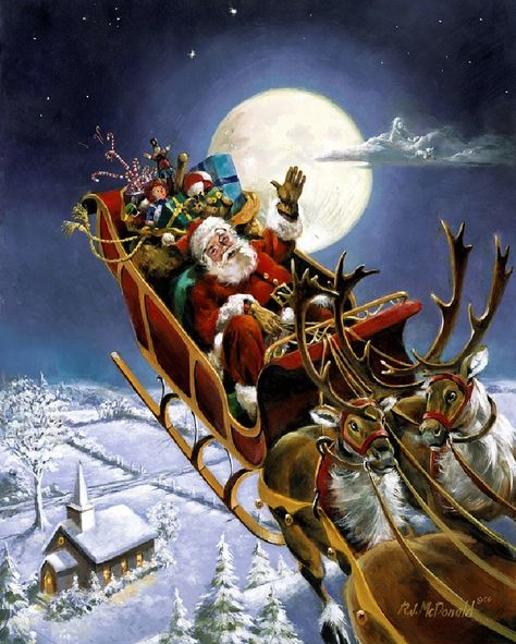 Christmas with Santa Claus and Reindeer Flying Holiday Memes, Marvelous Monday, Monday Quote, Morning Christmas, Štědrý Den, Morning Winter, Santa Klaus, Holiday Morning, Daily Greetings