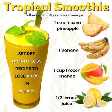 The 21-Day Smoothie Diet 🍐🍓 (@smoothiediet.today) posted on Instagram • Oct 28, 2021 at 12:58pm UTC 21 Smoothie Diet Plan, Healthy Tropical Smoothie Recipes, The Smoothie Diet 21 Day, Tropical Smoothie Cafe Secret Recipes, 21 Day Smoothie Diet Plan Free Pdf, Smoothie Guide, Fat Burning Tea, Mango Pineapple Smoothie, Fruit Smoothie Recipes Healthy