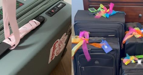 You really shouldn't be tying a ribbon around your suitcase. Luggage Identifiers, Finance Career, Weekend Reading, How To Tie Ribbon, Personalized Luggage, Luggage Covers, Luggage Straps, Travel Workout, Video Services