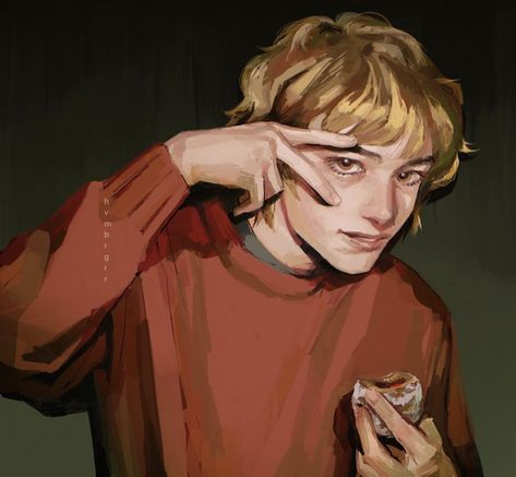 Person Holding Lighter Reference, Yuji Itadori Realistic, Gender Ambiguous Character, Yawning Pose, Painting Blonde Hair, Hand On Head Reference, Character Concept Art Male, Realistic Cartoon Art, Illustration Art Character Design