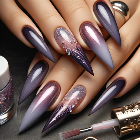 15 Manicures That Will Make You Feel Like a Boss Babe - NeedleStar Nails For Bodouir, Super Cool Nail Designs, Light Nail Designs, Boujie Nail Designs, Cats Eye Nails Design Ideas Fall, Gel Nails Stiletto, Pretty Classy Nails, Ombre Nails Dark Colors, Fall 2024 Nail Designs