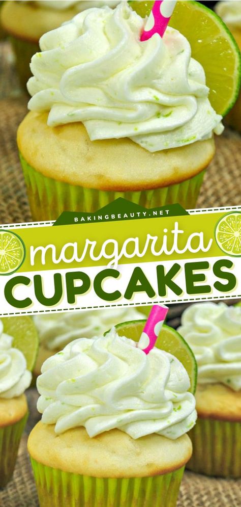 Margarita Cupcakes, best dessert ideas, sweet treats Booze Cupcakes, Bachelorette Desserts, Boozy Cupcakes Recipes, Lime Buttercream, Margarita Cake, Margarita Cupcakes, Boozy Cupcakes, Lime Cupcakes, The Best Dessert